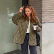 Women's Jacket Loose Round Neck Quilted Jacket - Image 2
