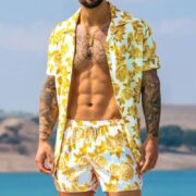 Streetwear Short Sleeve Beach Shirt With Short Pants Casual Men Clothing Outfits - Image 2