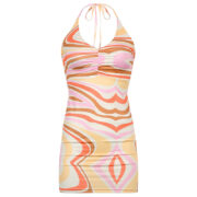 Printed Mini Party Dress, V-neck, Sexy, Backless, Tight, Sleeveless, Halter Neck, Women's Clothing, Fashionable Streetwear, Summer - Image 2