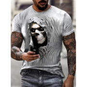 Download main imagesDownload variant imagesDownload description imagesSkull pattern men's t-shirt horror O-neck t-shirt summer fashion top boy clothing large size streetwear men's hip hop 3D shirt - Image 2