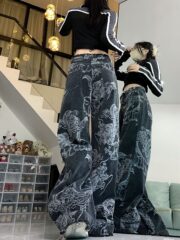 Women's Dragon Print Hip Hop Jeans - Image 8