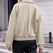 Women's Solid Color Zipper Lapel Jacket Jacket - Image 2