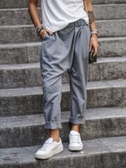 Women's Casual Pants With Pockets Elastic High Waist Harem Trousers Fashion Streetwear Clothing - Image 7