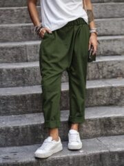 Women's Casual Pants With Pockets Elastic High Waist Harem Trousers Fashion Streetwear Clothing - Image 8