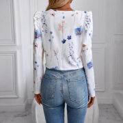 Printed Gigot Sleeve Long Sleeve Thin Jacket Jacket - Image 2