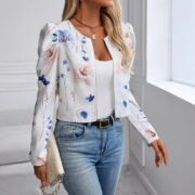 Printed Gigot Sleeve Long Sleeve Thin Jacket Jacket - Image 4
