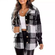 Fashionable Jacket Women's Brushed Woolen Jacket Plaid - Image 2