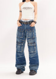 Punk High Street Fashion Design Sense Niche Tie-dye Loose Straight Trousers Men And Women - Image 10