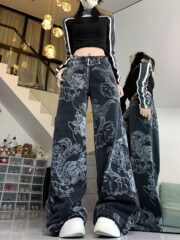 Women's Dragon Print Hip Hop Jeans - Image 3