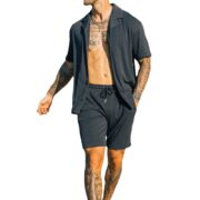 Men's Two Piece Set Short Sleeve Lapel Button Shirts And Shorts Beach Style Suits Men Summer Fashion Clothing Streetwear - Image 6