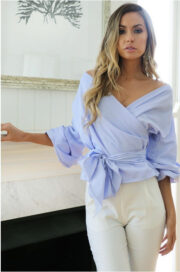 Cross Lace Crop Blouse - Image 2