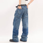 Punk High Street Fashion Design Sense Niche Tie-dye Loose Straight Trousers Men And Women - Image 2