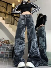 Women's Dragon Print Hip Hop Jeans - Image 4