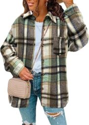 Fashionable Jacket Women's Brushed Woolen Jacket Plaid - Image 10