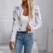 Printed Gigot Sleeve Long Sleeve Thin Jacket Jacket - Image 3