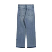 Men And Women Straight Hole Washed Denim Pants - Image 4