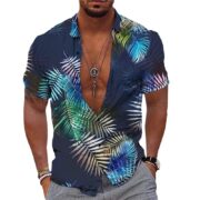 3D Personalized Printing T-shirt Summer Loose Short Sleeve Lapel Shirt Casual Streetwear Clothing For Men - Image 8