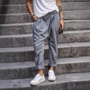 Women's Casual Pants With Pockets Elastic High Waist Harem Trousers Fashion Streetwear Clothing - Image 2