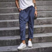 Women's Casual Pants With Pockets Elastic High Waist Harem Trousers Fashion Streetwear Clothing - Image 5