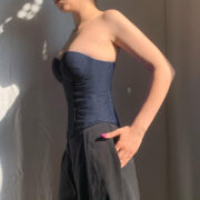 Y2K Denim Tube Vest Top With Back-tied Design INS Fashion Crop Corset Tank For Women Clothing - Image 5