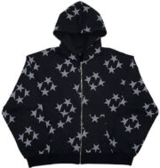 Stars Printed Zipper Hooded Cardigan Couple Fashion Outerwear Hoodies Sweatshirt Street Men Women Coat - Image 9