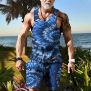 Men's Clothing Series Fashion Camisole Colorful Hip Hop Print Sleeveless Top Shorts Suit - Image 9