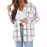 Fashionable Jacket Women's Brushed Woolen Jacket Plaid - Image 3