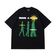 Design Creative Fun Character Round Neck Short Sleeve Men And Women Ins Fashion Brand High Street Loose All-matching Top