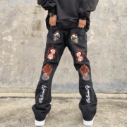 High Street Hip Hop Back Embroidered Jeans - Image 3