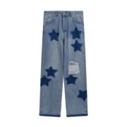 Men And Women Straight Hole Washed Denim Pants - Image 5