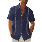 Men's Casual Guayabera Cuban Shirt Outdoor Casual Short Sleeve Printed Clothing Sports Fashion Streetwear Designer - Image 3