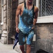 Men's Clothing Series Fashion Camisole Colorful Hip Hop Print Sleeveless Top Shorts Suit - Image 4