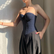 Y2K Denim Tube Vest Top With Back-tied Design INS Fashion Crop Corset Tank For Women Clothing - Image 4