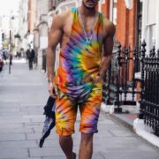 Men's Clothing Series Fashion Camisole Colorful Hip Hop Print Sleeveless Top Shorts Suit - Image 5